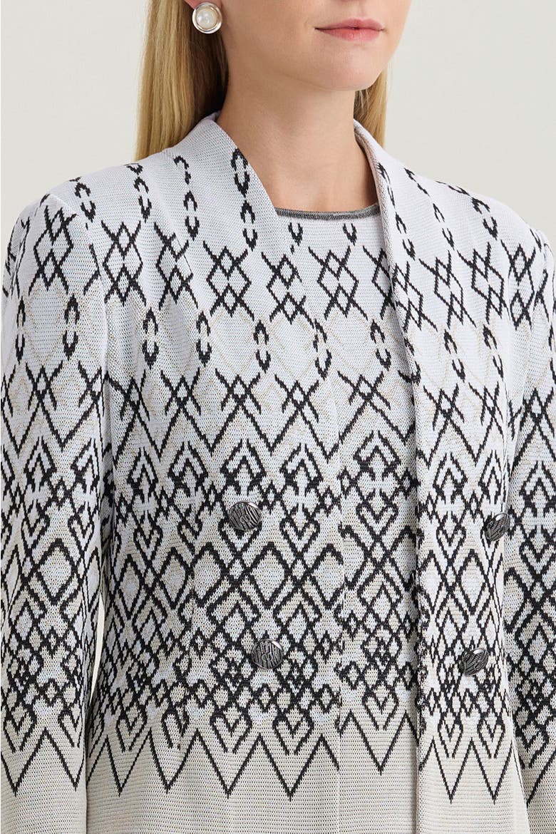 Tailored Diamond Jacquard Knit Jacket, Alternate, color, Limestone/Black/White