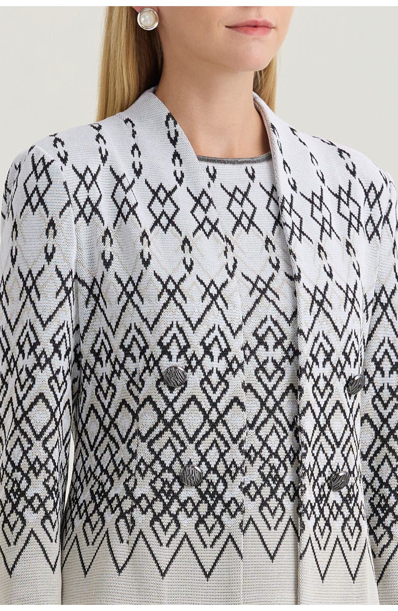 Ming Wang Tailored Diamond Jacquard Knit Jacket, Alternate, color, Limestone/Black/White