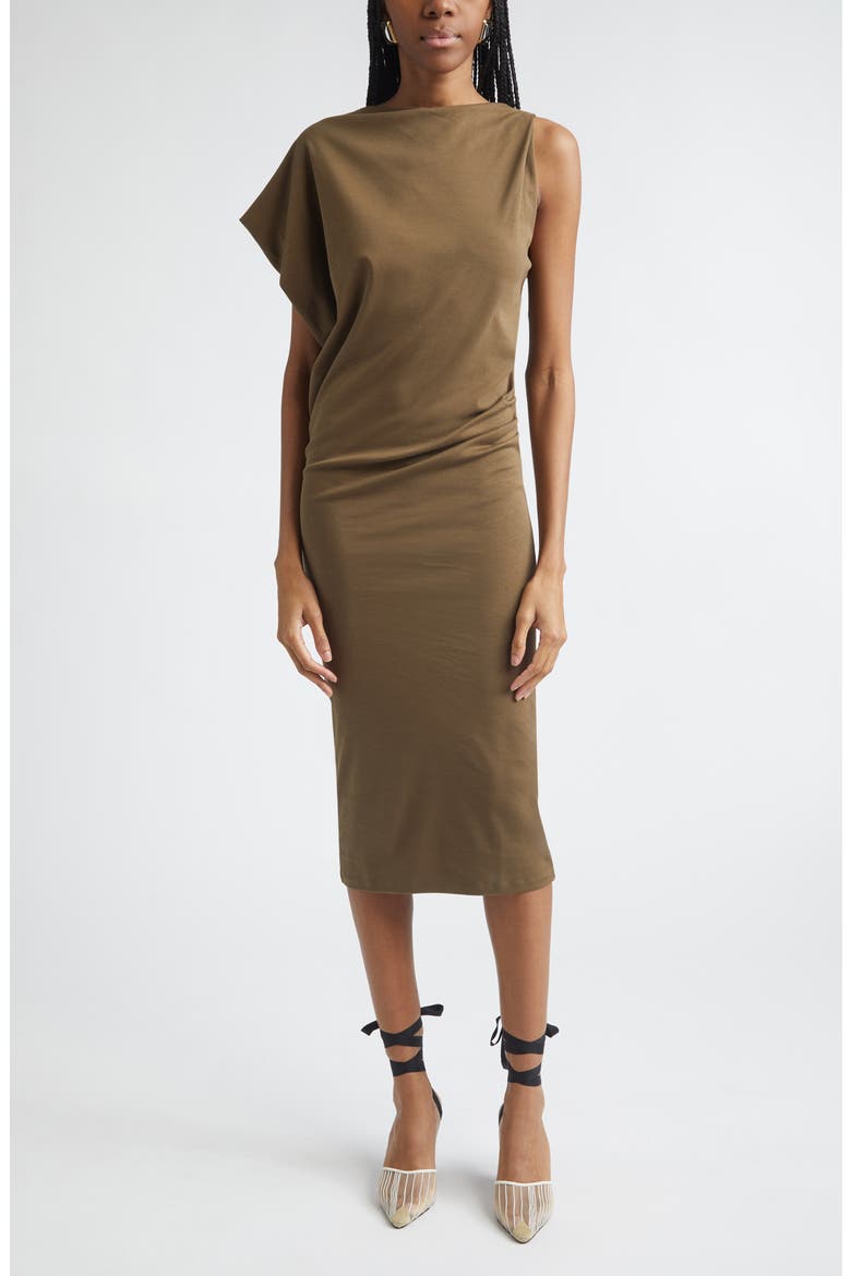 La Robe Draped Jersey Dress, Main, color, DARK KHAKI