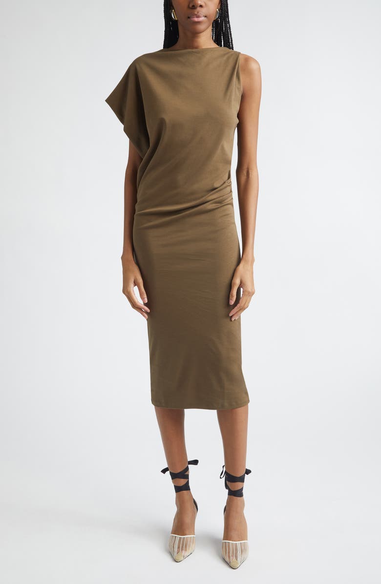 Jacquemus La Robe Draped Jersey Dress, Main, color, Dark Khaki
