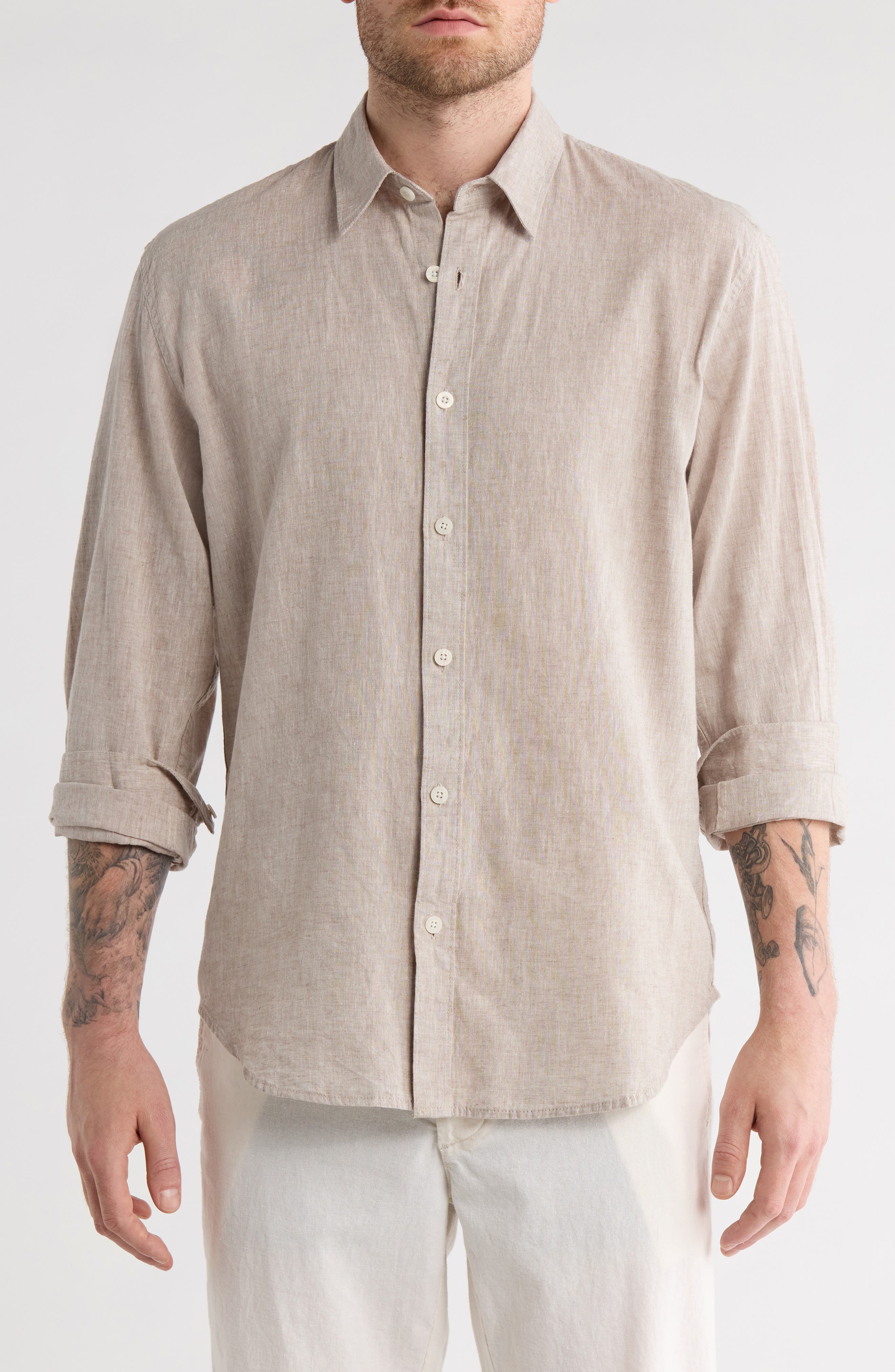 Coastaoro Linen & Cotton Blend Button-Up Shirt