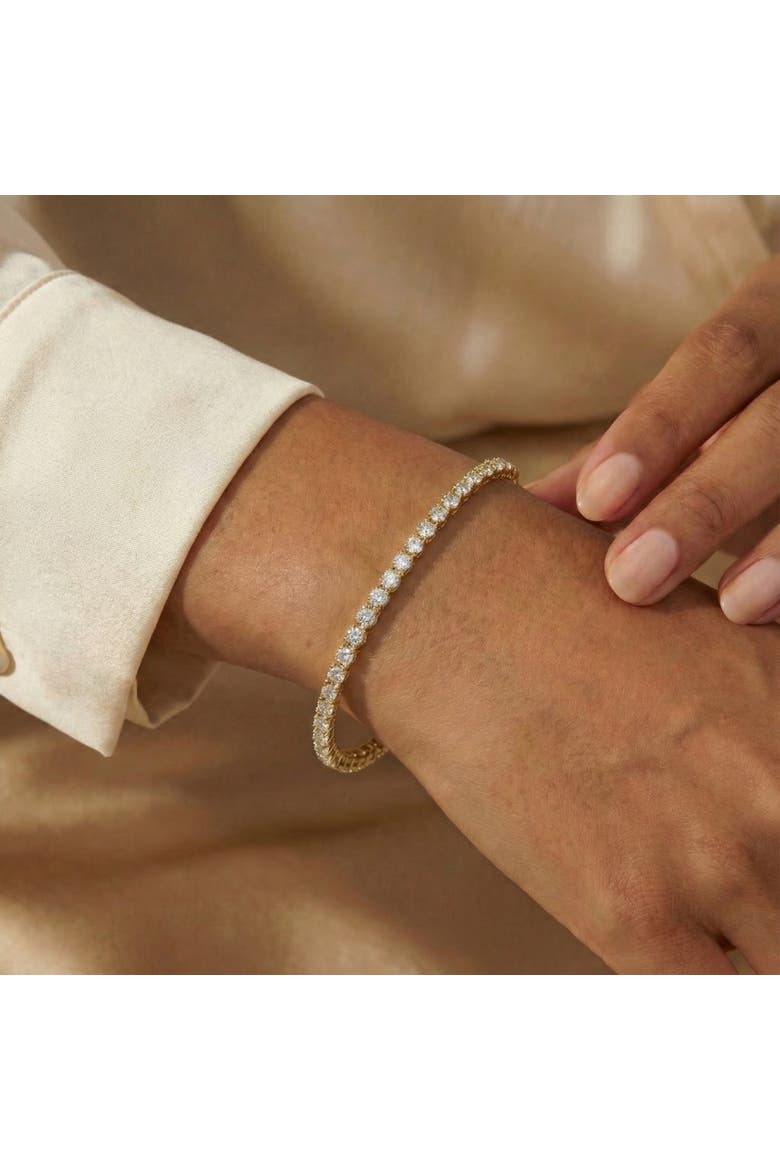 3Ct Flexible Round Cut Diamond Bangle Tennis Bracelet Lab Grown 14k Gold, Alternate, color, Yellow Gold