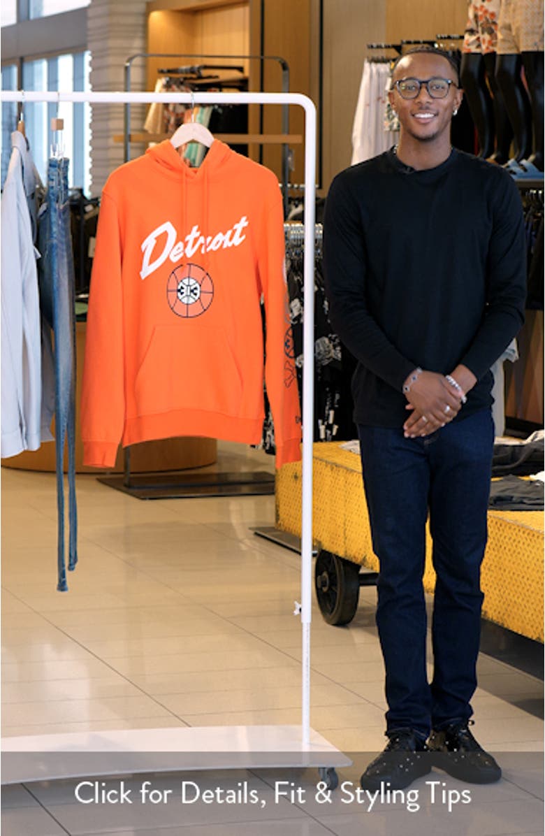 Men's New Era Orange Detroit Pistons 2023/24 City Edition Pullover Hoodie, sales video thumbnail