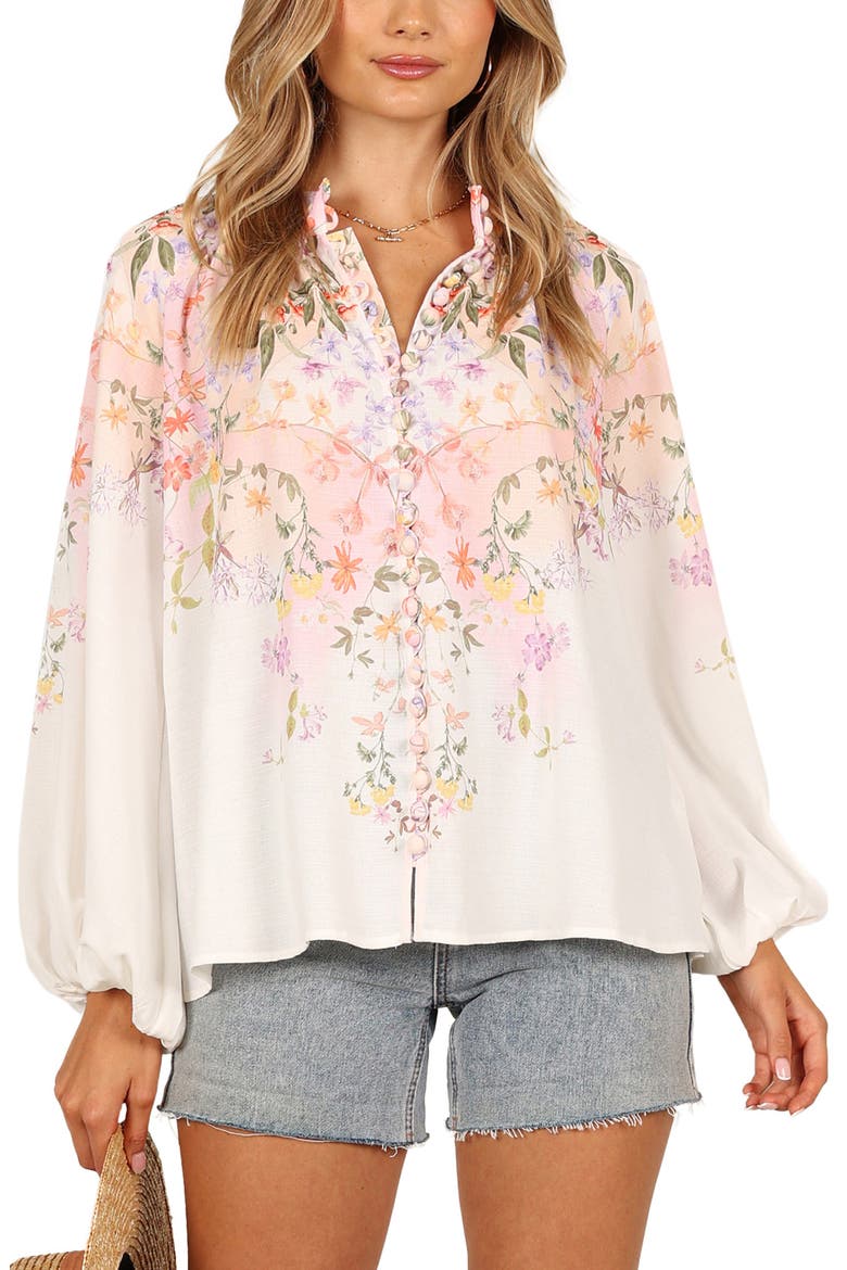 Tiarna Floral Print Shirt, Main, color, WHITE FLORAL