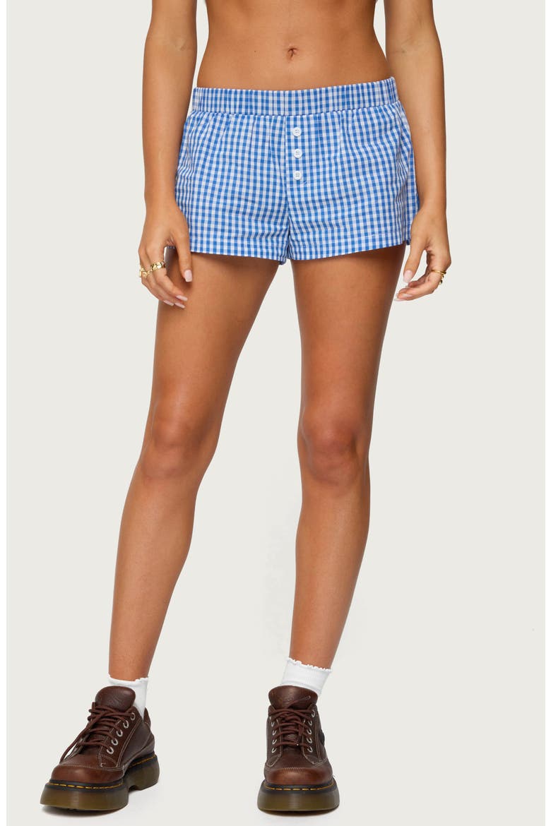 Maryanne Gingham Boxer Shorts, Main, color, BLUE