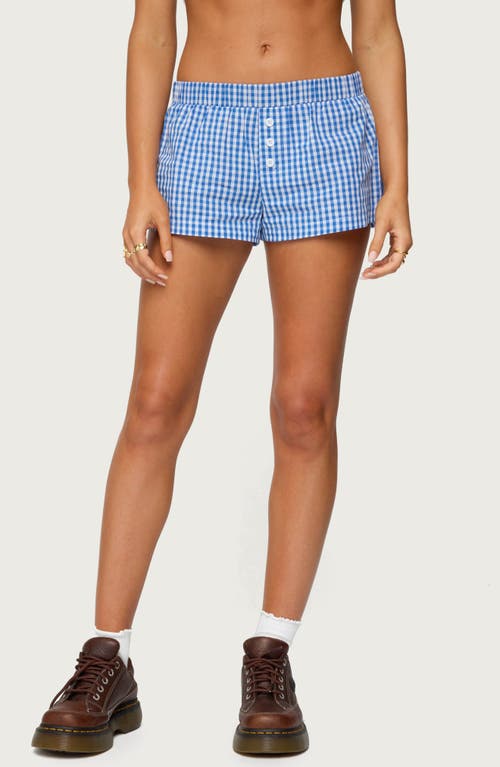 Edikted Maryanne Gingham Boxer Shorts In Blue