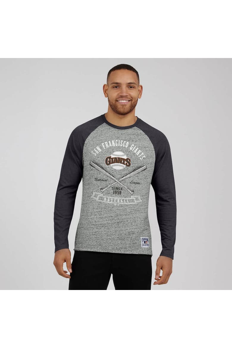 Men's Darius Rucker Collection by Fanatics  Heather Gray San Francisco Giants Raw Edge Raglan Long Sleeve Baseball T-Shirt, Alternate, color, Heather Gray