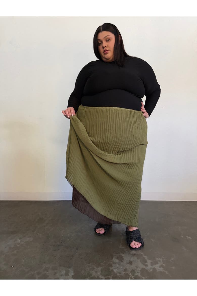 Rue Pleated Skirt, Alternate, color, Green / Brown