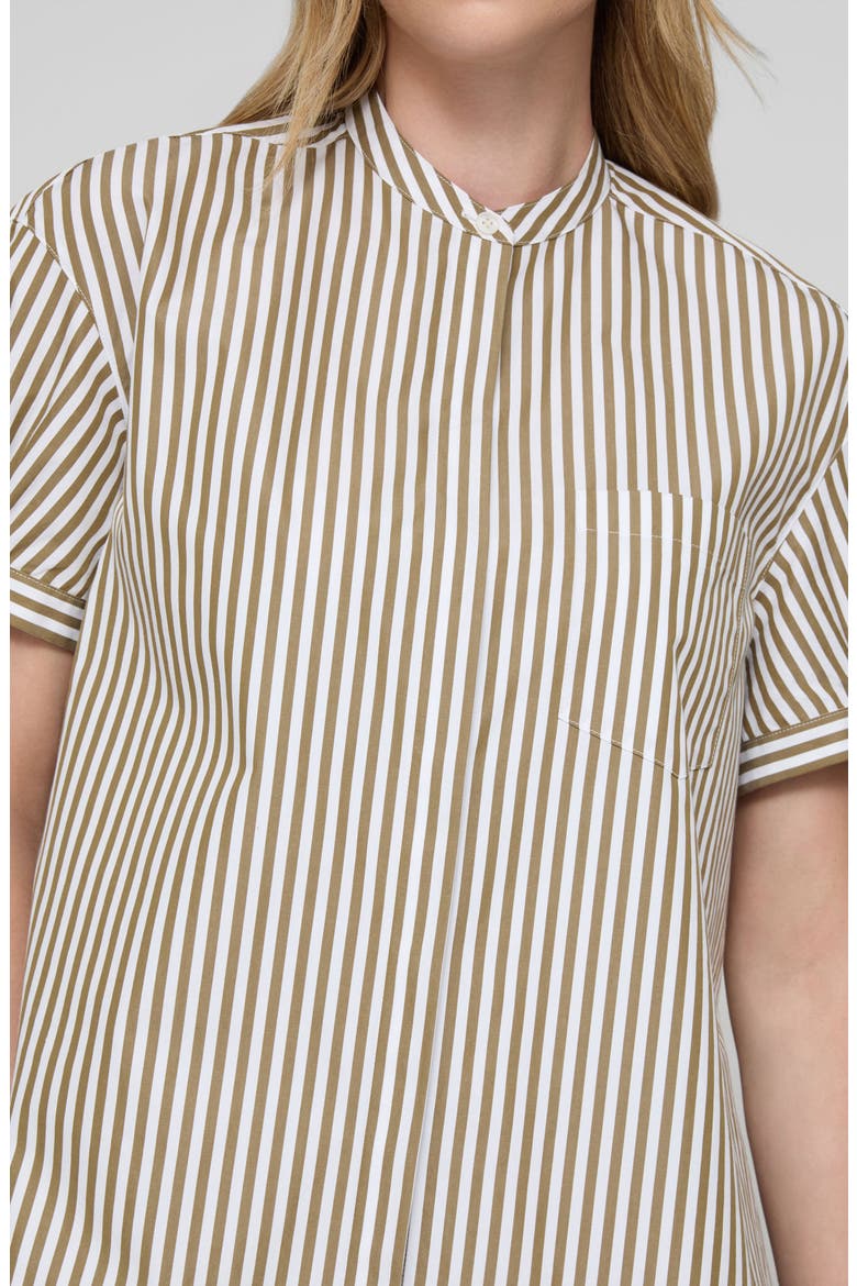 Stripe Puff Sleeve Oversize Cotton Poplin Shirt, Alternate, color, KHAKI GREEN MULTI
