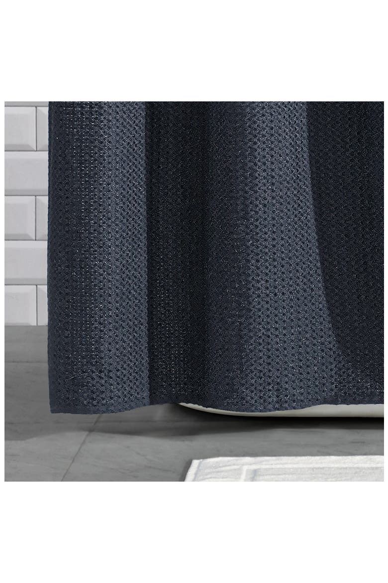 Modern Waffle Stitch Cotton Shower Curtain, Alternate, color, BLACK
