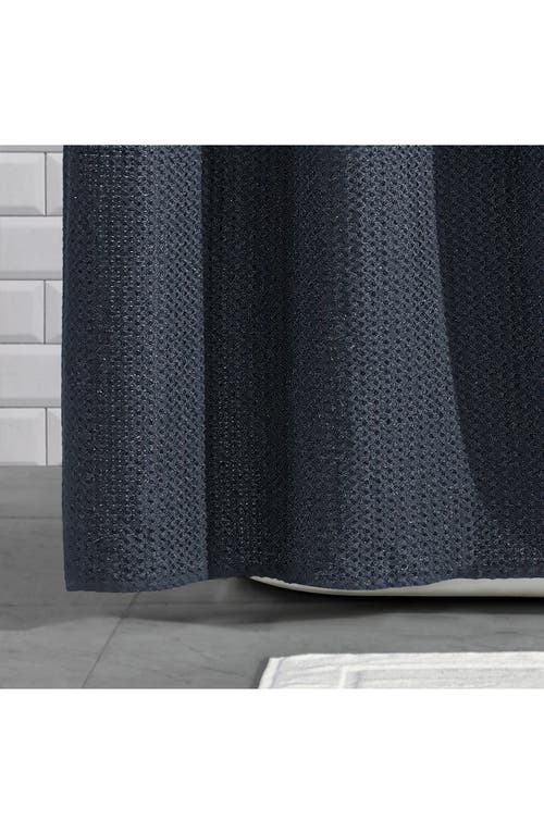 Dkny Modern Waffle Stitch Cotton Shower Curtain In Black