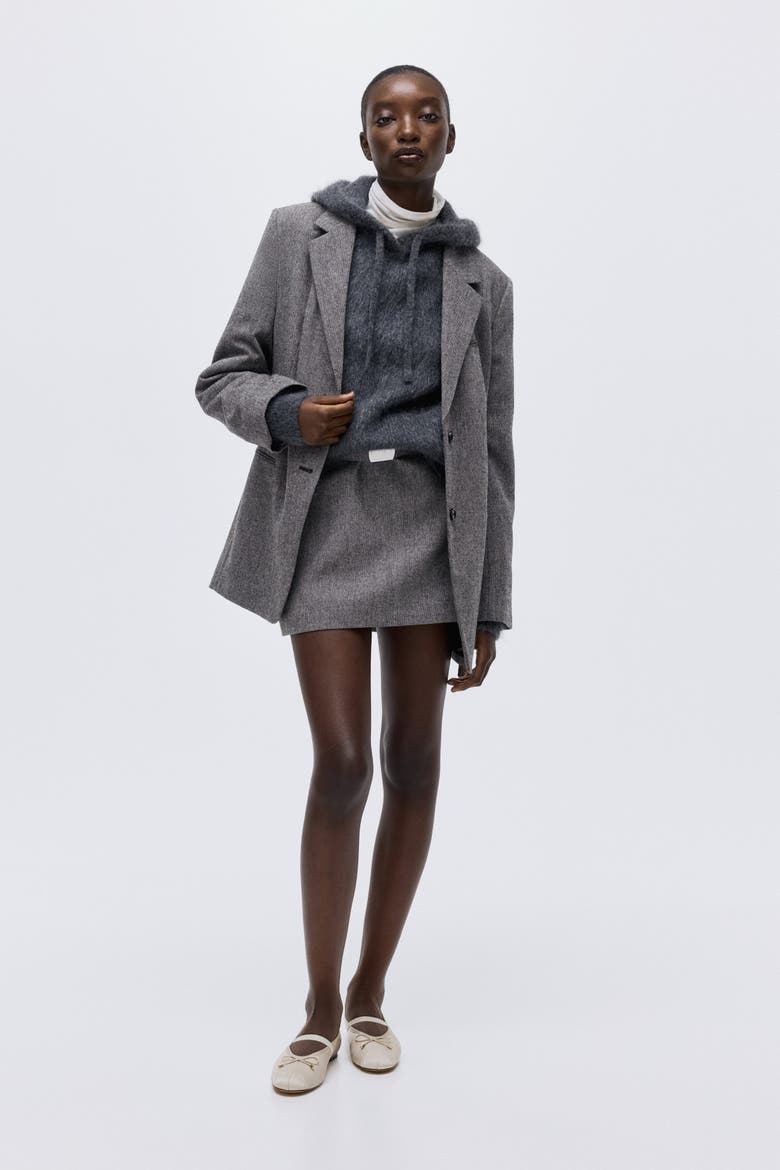 Long Blazer, Main, color, Gray melange