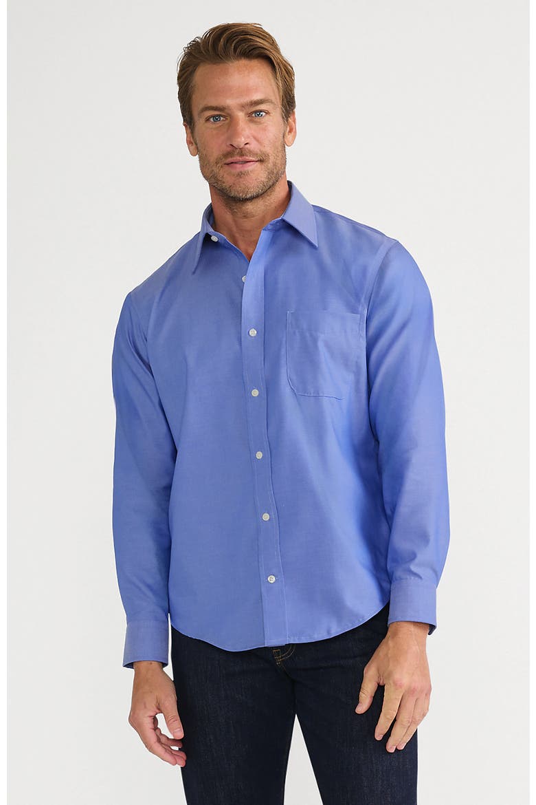 No Iron Supima Cotton Pinpoint Straight Collar Dress Shirt, Main, color, Light French Blue