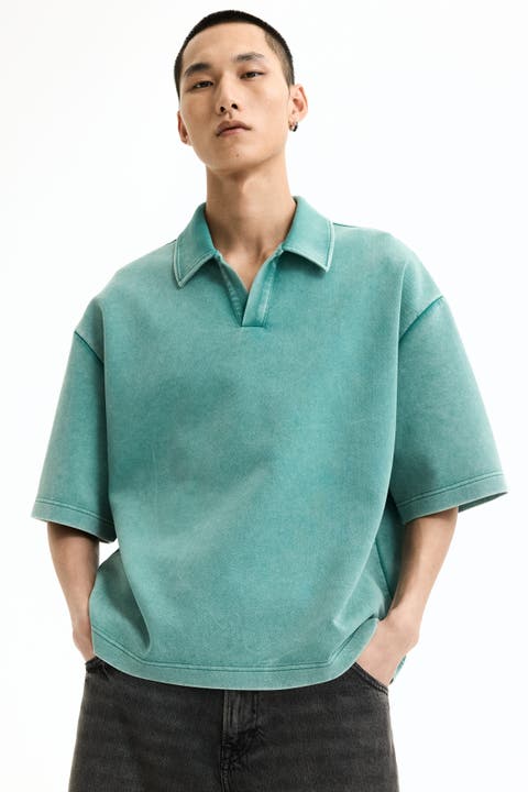Oversized Fit Washed-look Polo Shirt