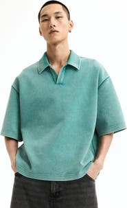 H&M Oversized Fit Washed-look Polo Shirt