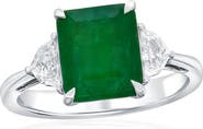 SOUZANA by Suzy Levian 14K White Gold 3.03ct Emerald & 0.31cttw Diamond Ring