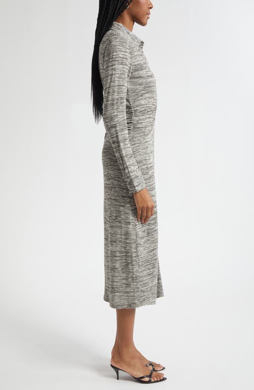 Ramy Brook Rachelle Metallic Long Sleeve Knit Midi Dress In Gray