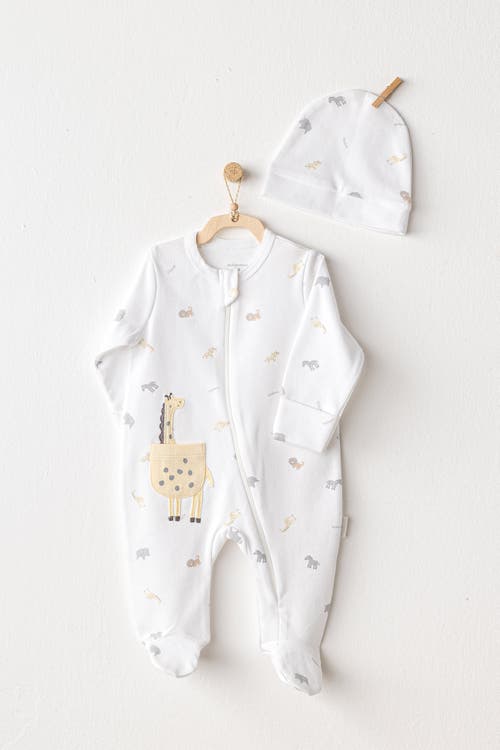 Andy Wawa Romper Little King Giraffe Set In White