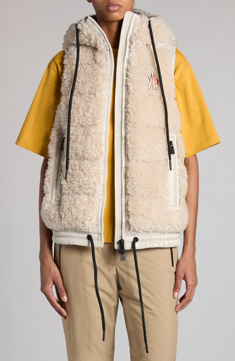 Moncler Grenoble Teddy Bear Hooded Down Vest, Main, color, 