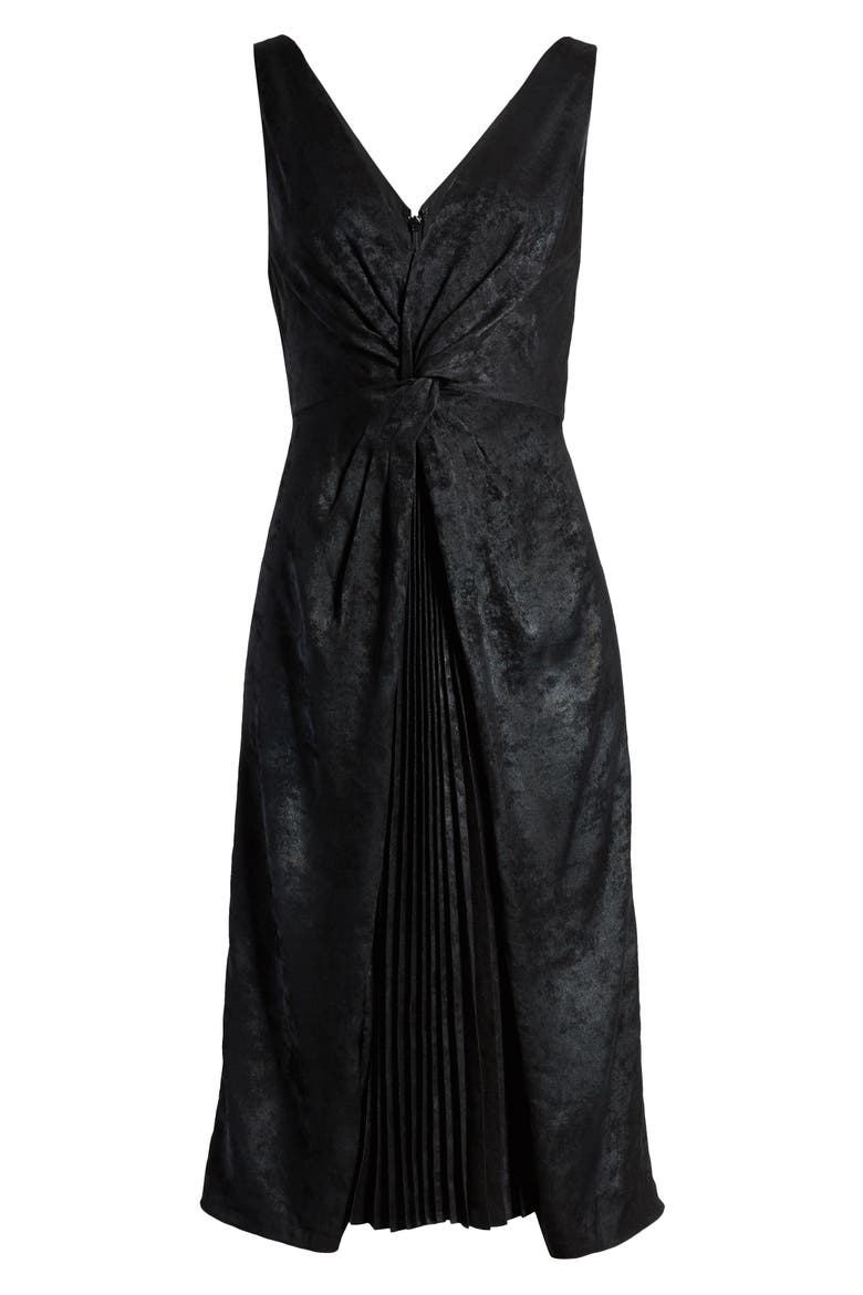Sofia Pleat Detail Dress, Alternate, color, BLACK