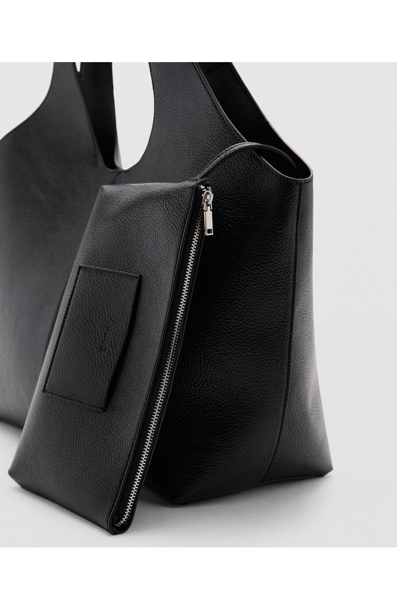 MANGO Large Faux Leather Shopper Tote, Alternate, color,