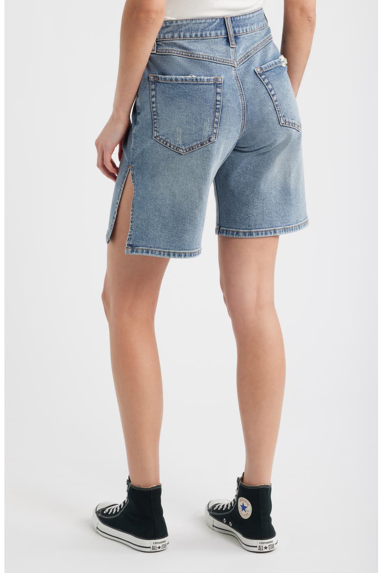 High Waist Mid Thigh Denim Shorts, Alternate, color, OLLY