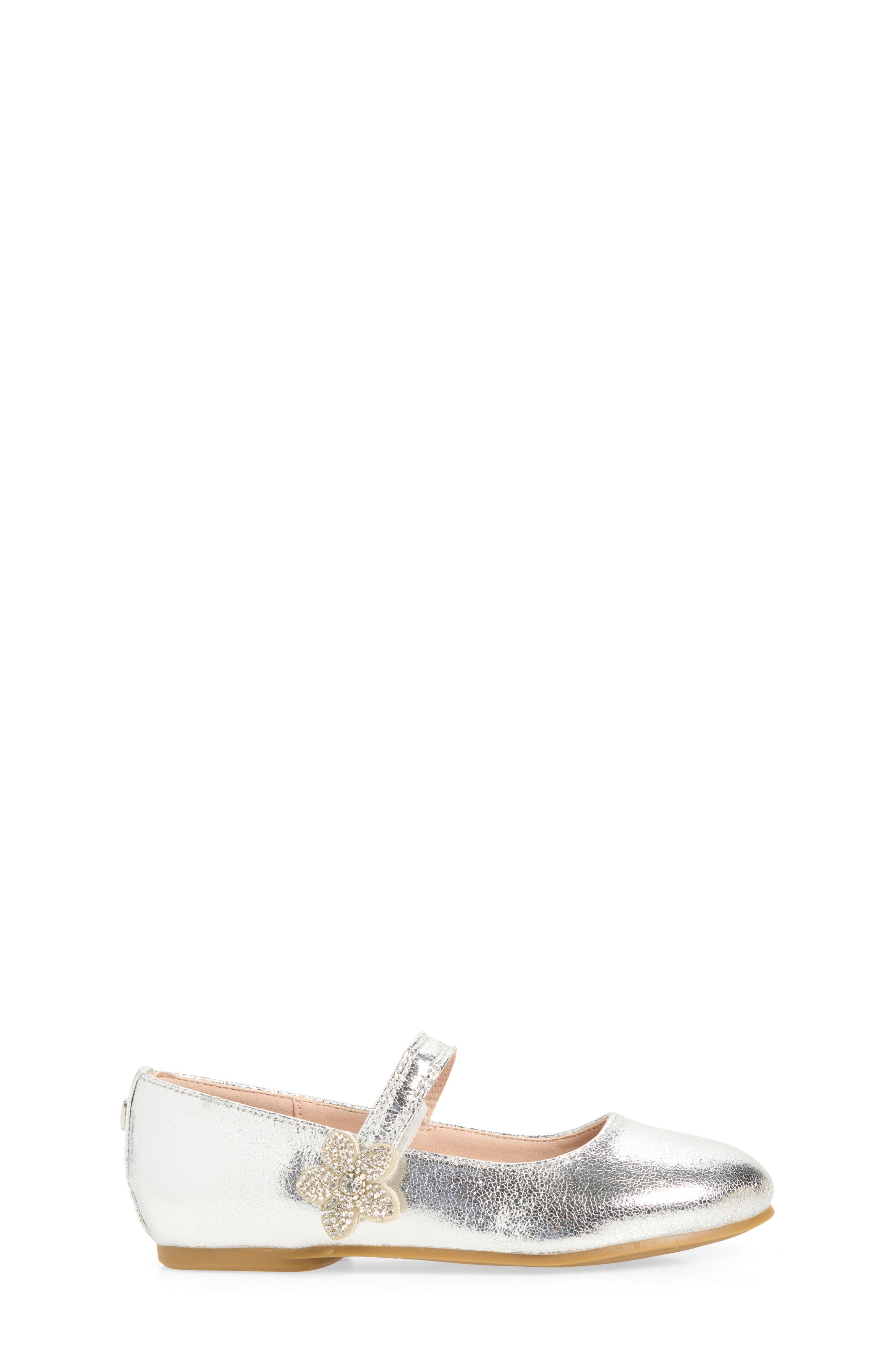 Kids' Amaya Mary Jane Flat, Alternate, color, SILVER CRACKLED METALLIC