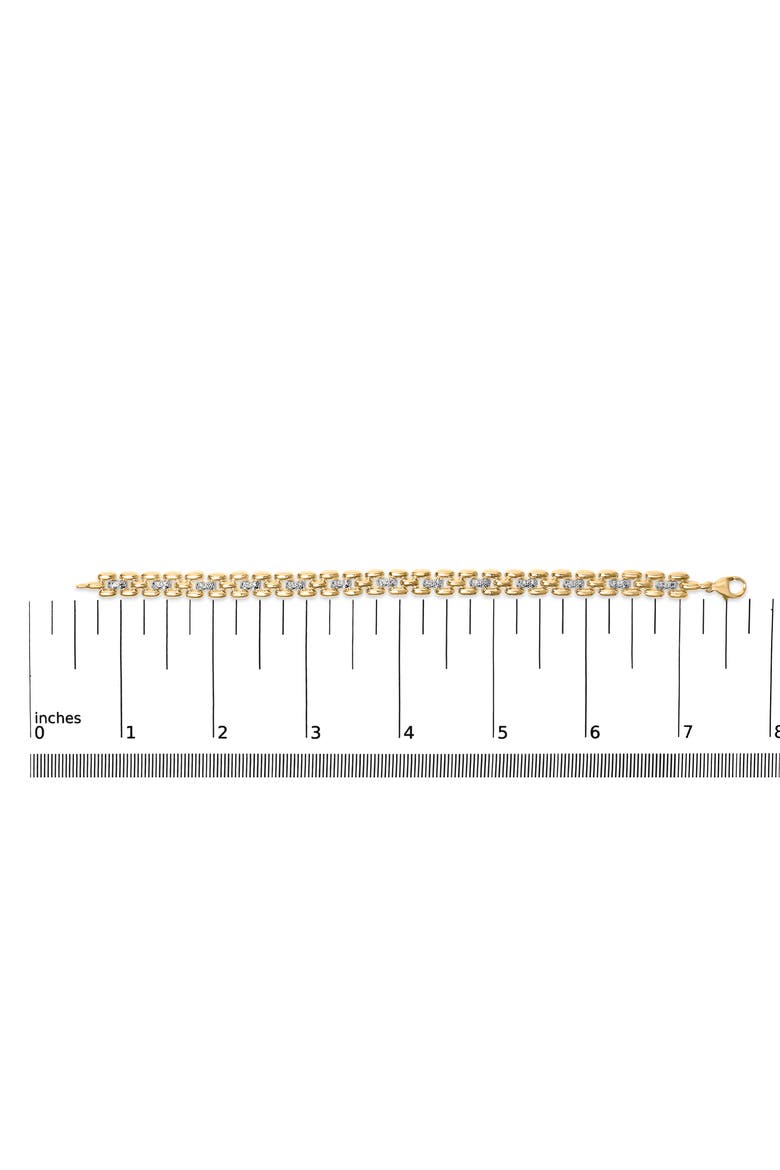 Gold Vermeil Plated Sterling Silver 1/7 Cttw Diamond Panther Link Bracelet, Alternate, color, Silver
