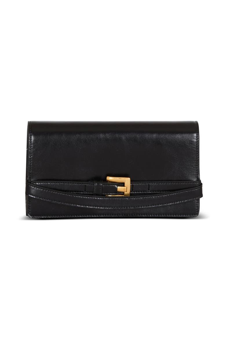 Shuffle calfskin wallet with chain, Main, color, black