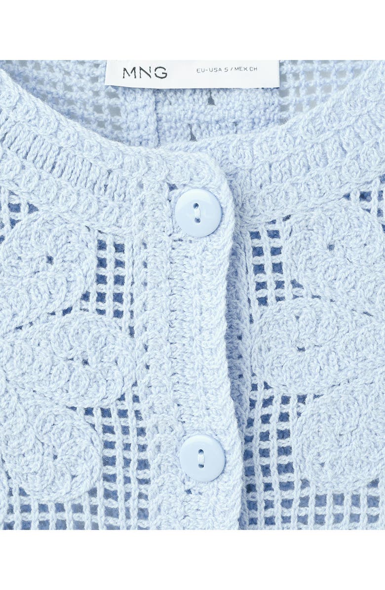 MANGO Openwork Knit Vest, Alternate, color, Sky Blue