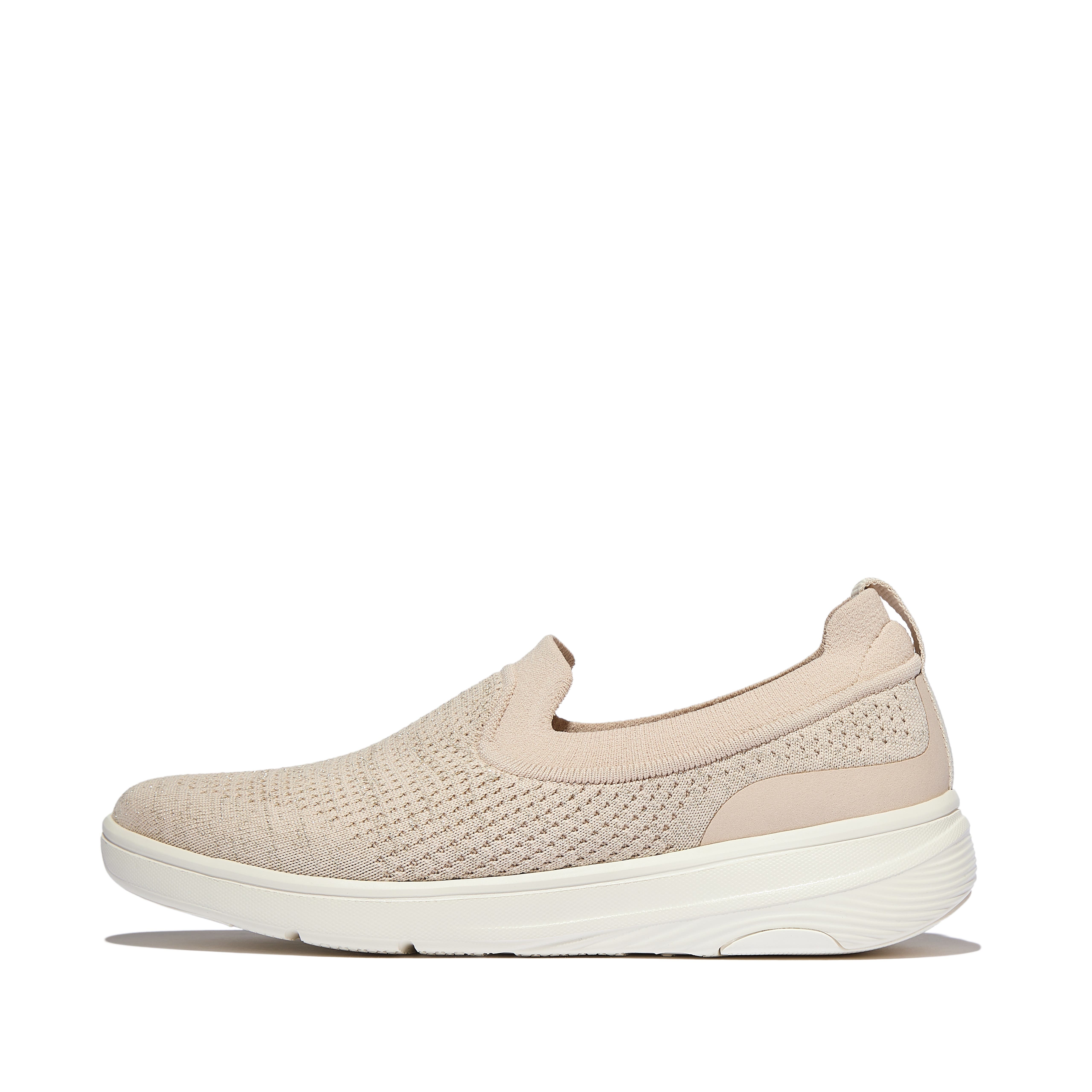 FitFlop Super-Q Knit Slip-Ons, Alternate, color, Stone Beige/Platino