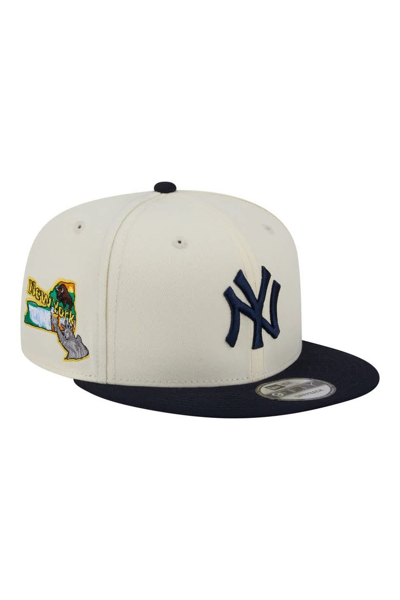 Men's New Era Cream/Navy New York Yankees Localized 9FIFTY Snapback Hat, Main, color, Cream
