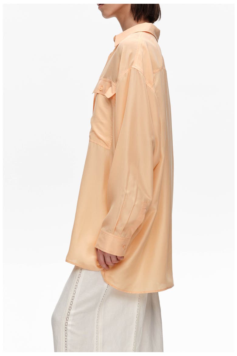 Oversized Silk Long Shirt, Alternate, color, ORANGE