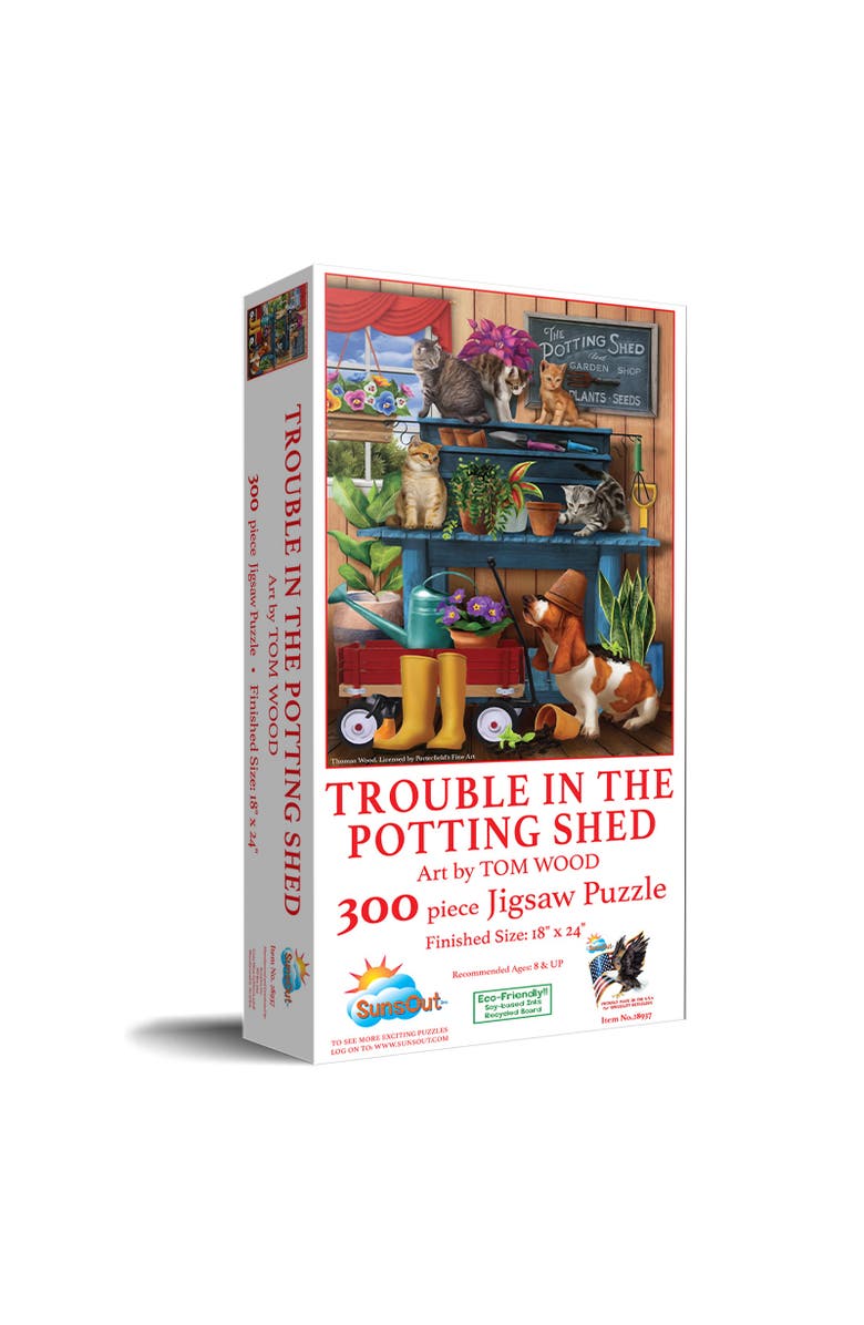 Sunsout Trouble in the Potting Shed 300 piece Jigsaw Puzzle for Adults, Main, color, Multicolor