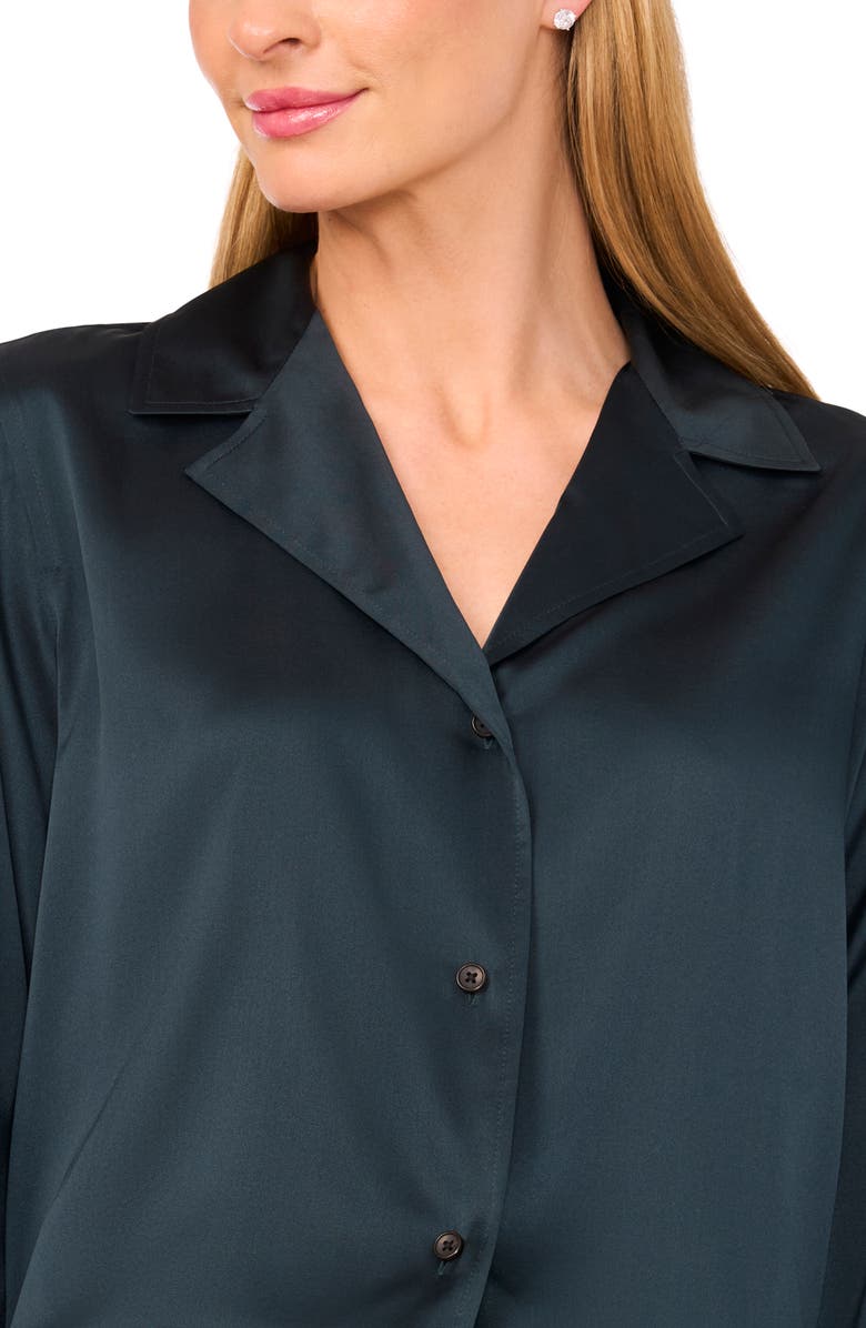 Ted Baker Stretch Satin Button-Up Shirt, Alternate, color, Forest River