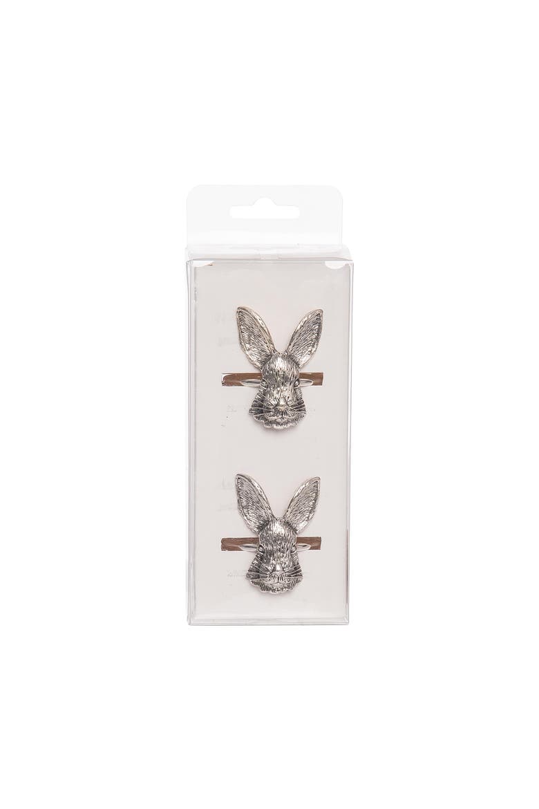 Silver Bunny Head Napkin Rings Set of 4, Alternate, color, Silver