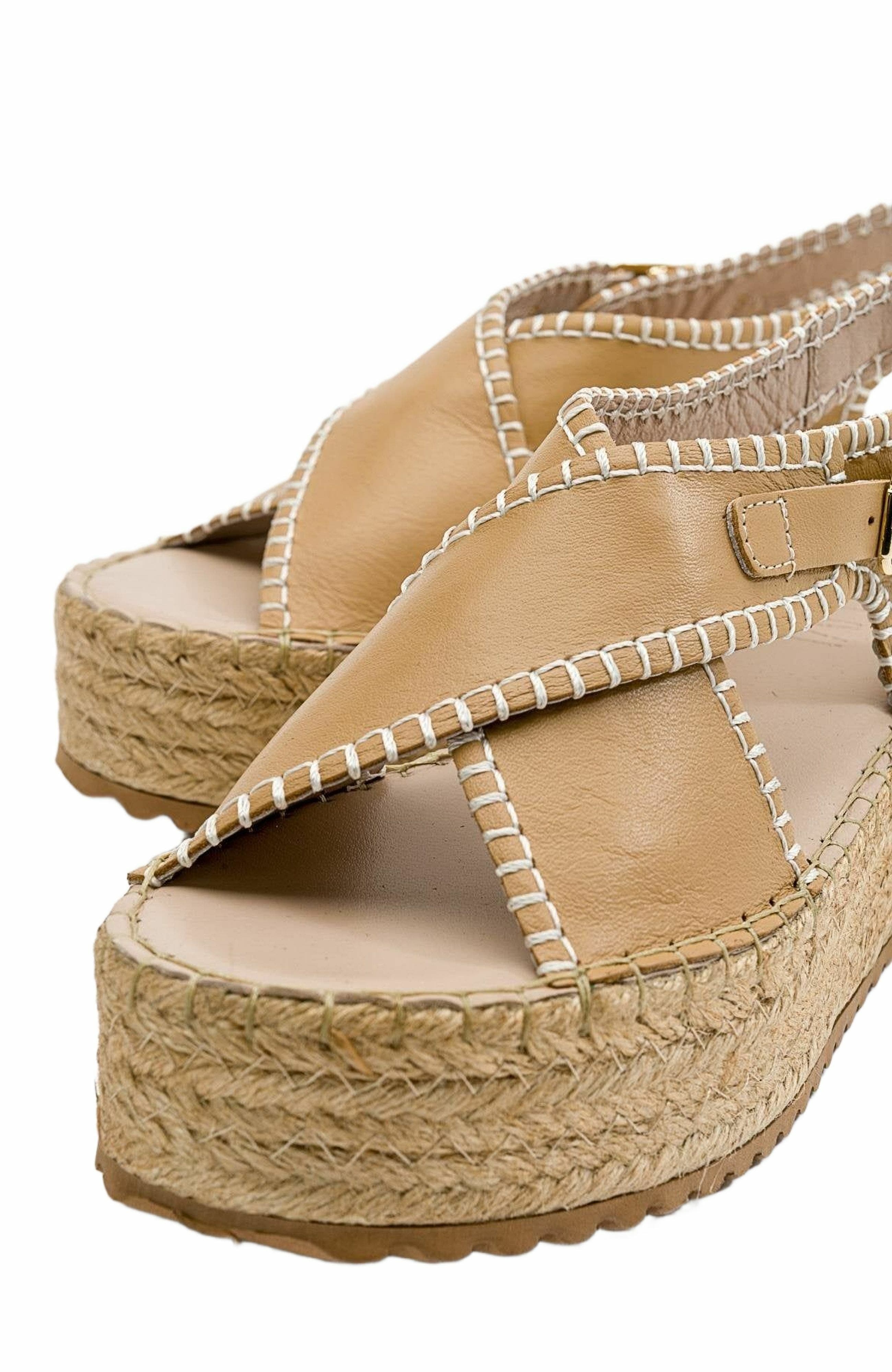 Forever & Always Shoes Bellezza Leather Platform Sandal, Alternate, color, Dark Beige Leather