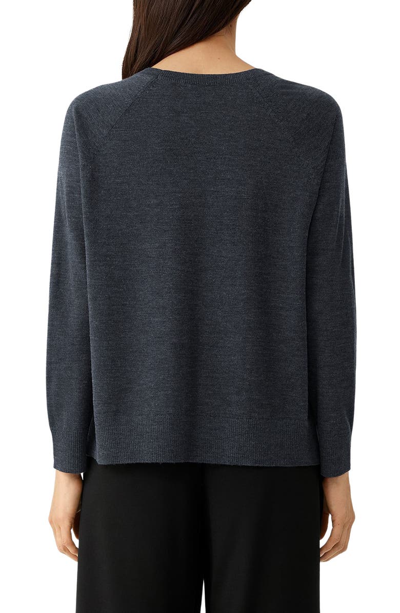 Eileen Fisher Raglan Sleeve Merino Wool Pullover, Alternate, color, Char
