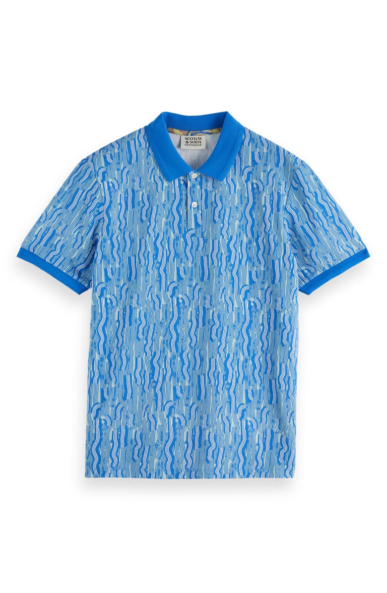 Scotch & Soda Regular Print Micro Print Cotton Polo, Alternate, color, Vuur Island Stripe