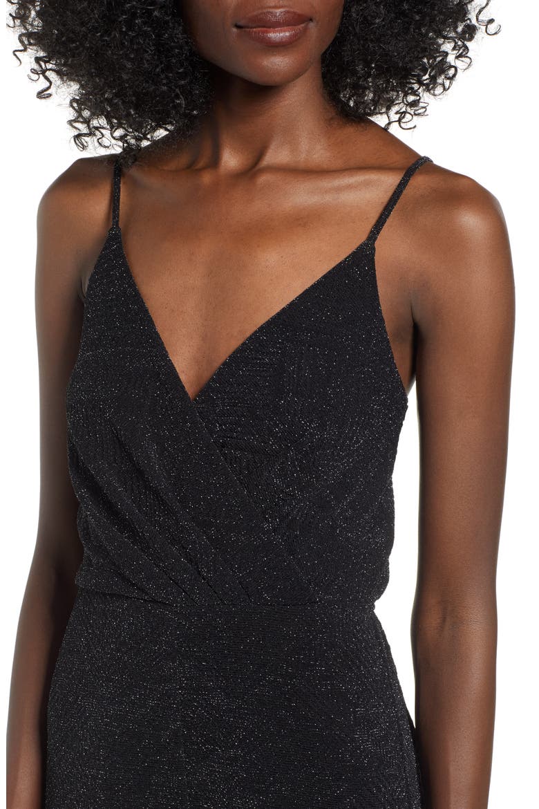 Metallic Wrap Jumpsuit, Alternate, color, BLACK
