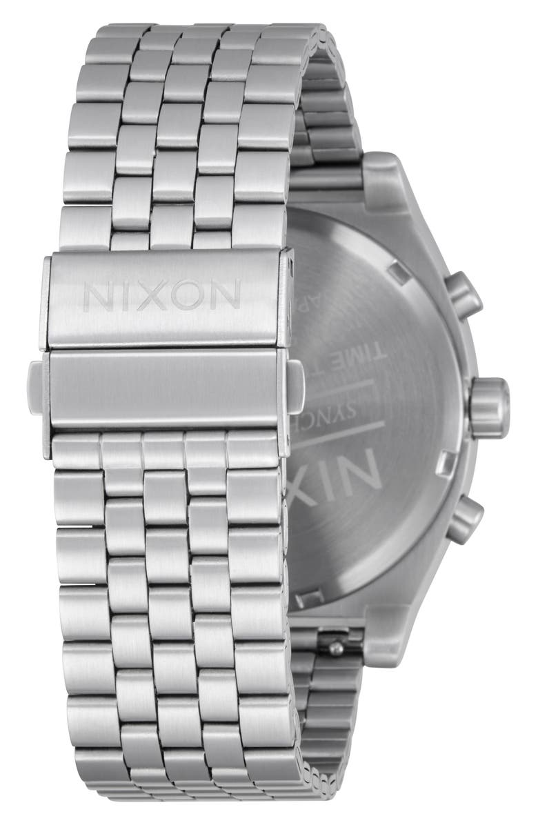 Nixon Time Teller Chronograph Bracelet Watch, 40mm, Alternate, color, Chrome / Black / Chrome Sunray