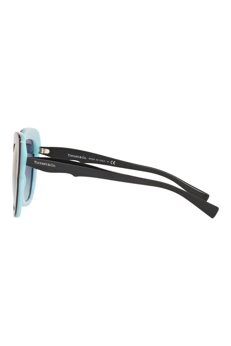 56mm Square Cat Eye Sunglasses, Alternate, color, BLACK/ BLUE GRADIENT