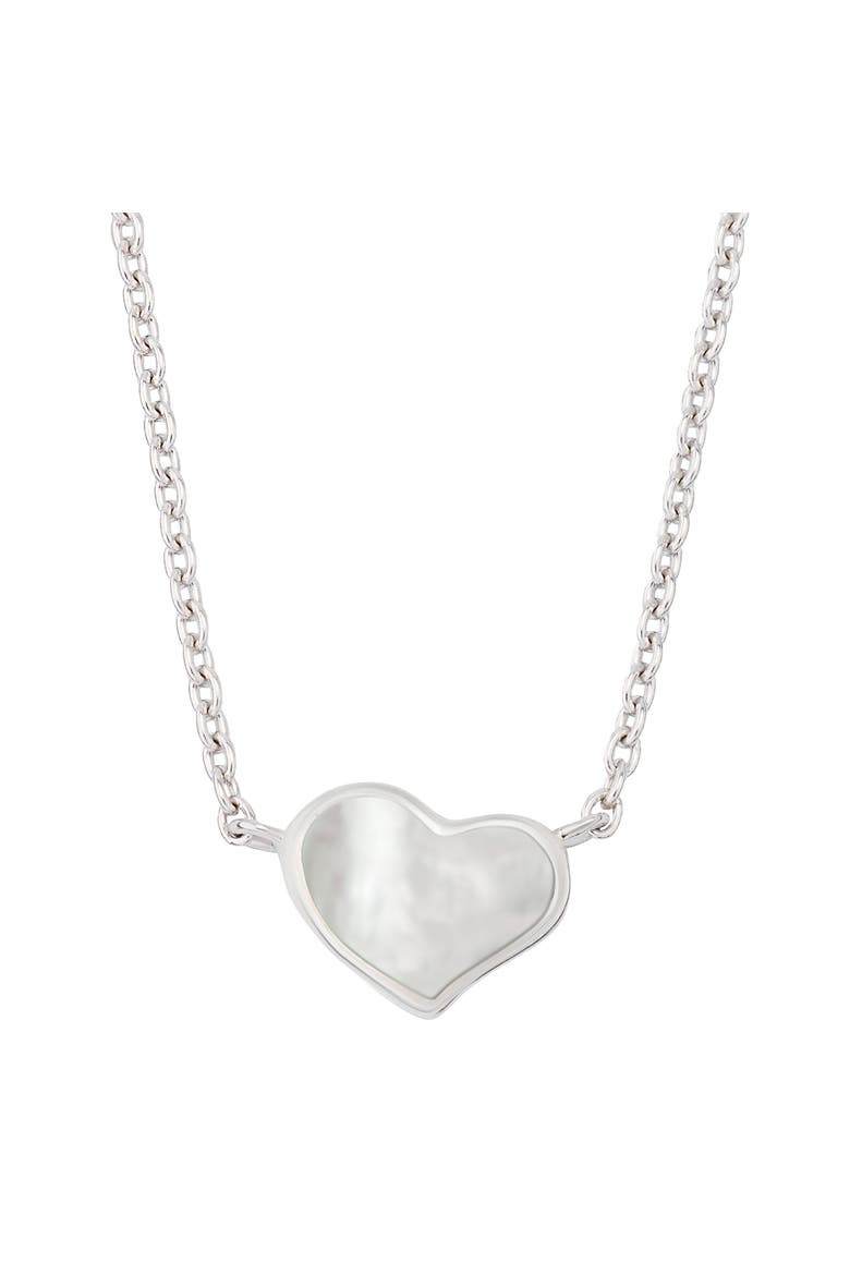 Single Heart 18" Necklace Set In Sterling Silver, Main, color, White
