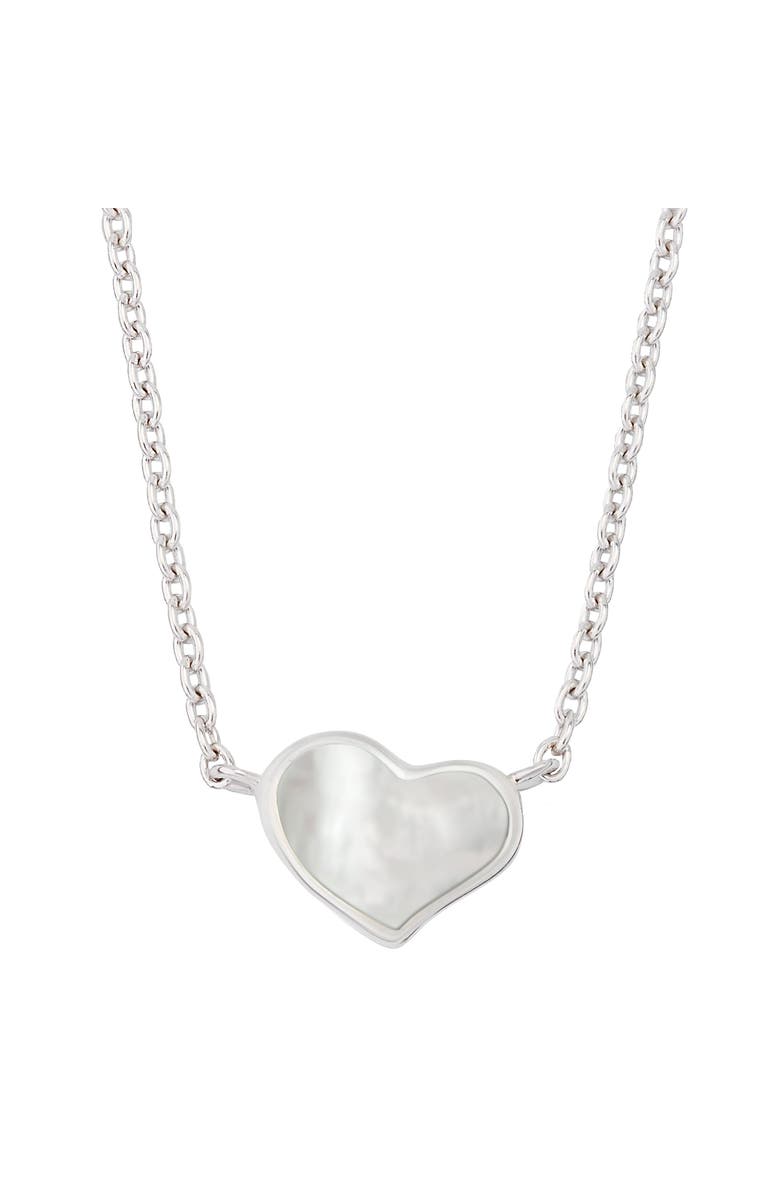 Jan Leslie Single Heart 18" Necklace Set In Sterling Silver, Main, color, White
