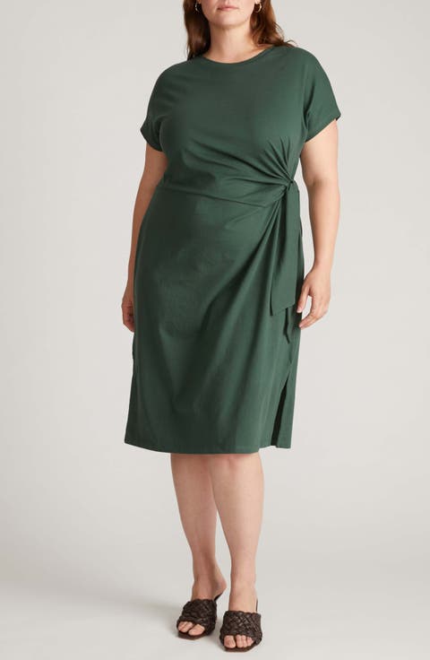 plus size casual dresses Tycorwd Women's Midi Dress Summer Short Sleeve Beach Dress Swing Flowy Tiered with Pockets Army Green 1XL at Amazon Women's Clothing store Plus Size Professional Dresses - Plus Size