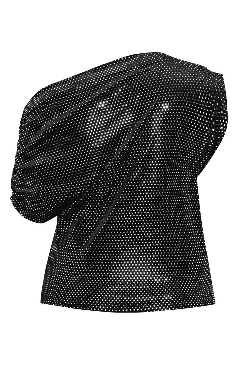 City Chic Shimmy One-Shoulder Top, Alternate, color, Black