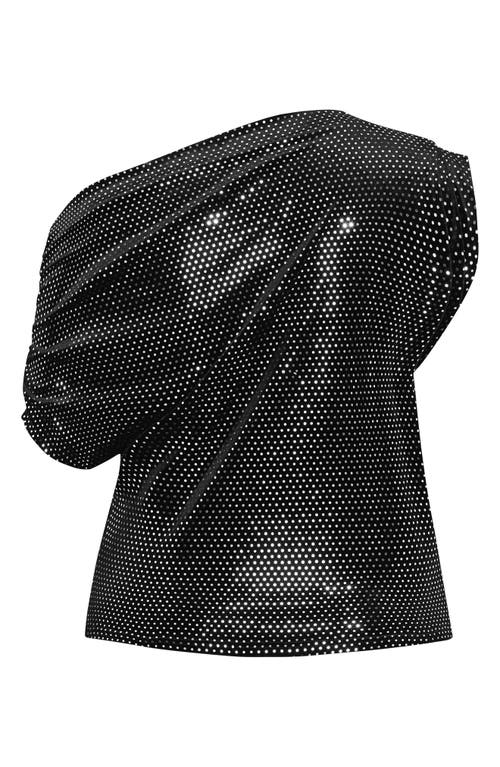 City Chic Shimmy One-shoulder Top In Black