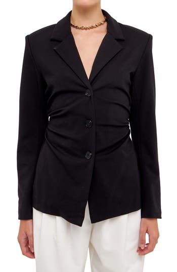 Grey Lab Ruched Blazer In Black