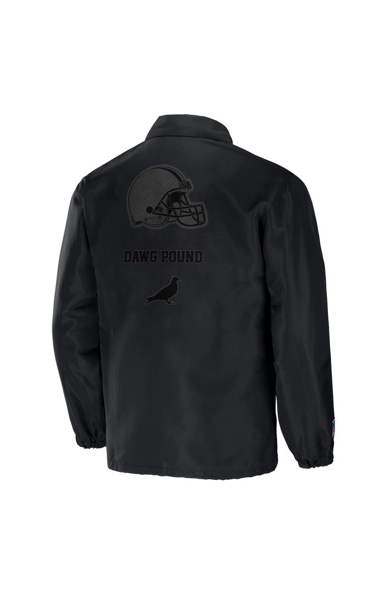 STAPLE Men's NFL x Staple Black Cleveland Browns Coaches Full-Snap Jacket, Alternate, color, 