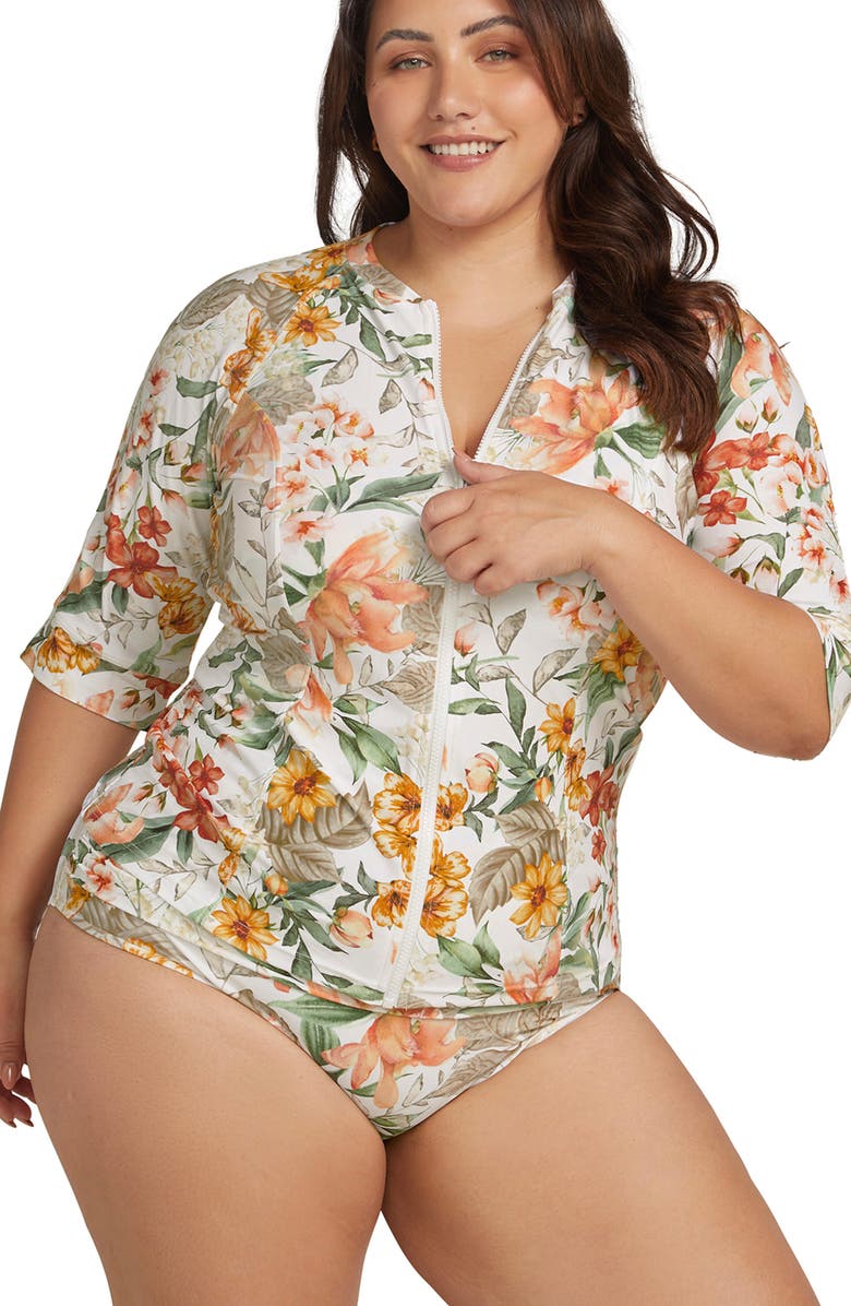 Artesands La Dolce Vita Seurat Zip Front Rashguard, Alternate, color, 